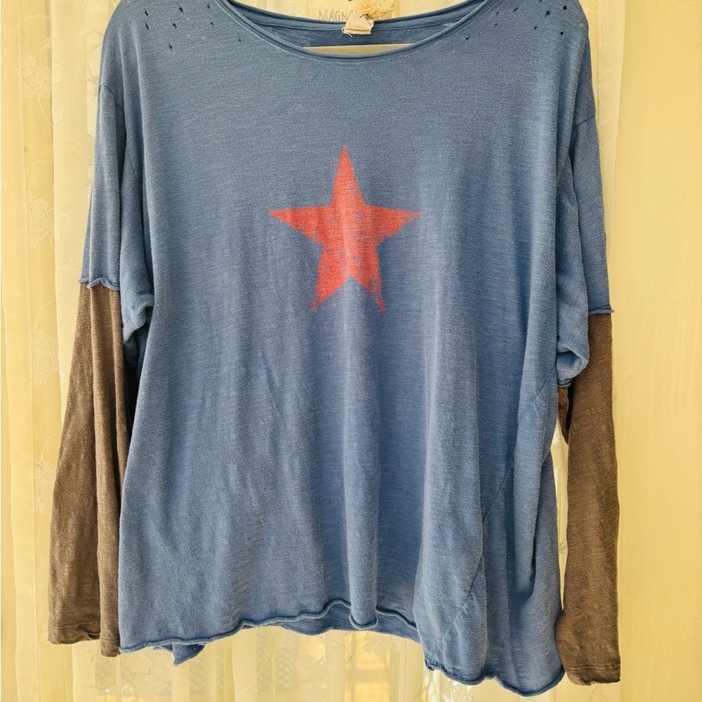 💕 Magnolia Pearl Cotton Jersey Sold Out Star Double Layer Long Sleeve T